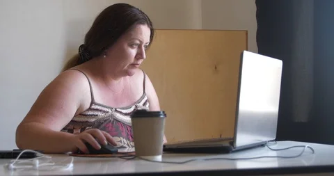 fat girl on computer