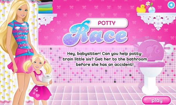 barbie games potty race