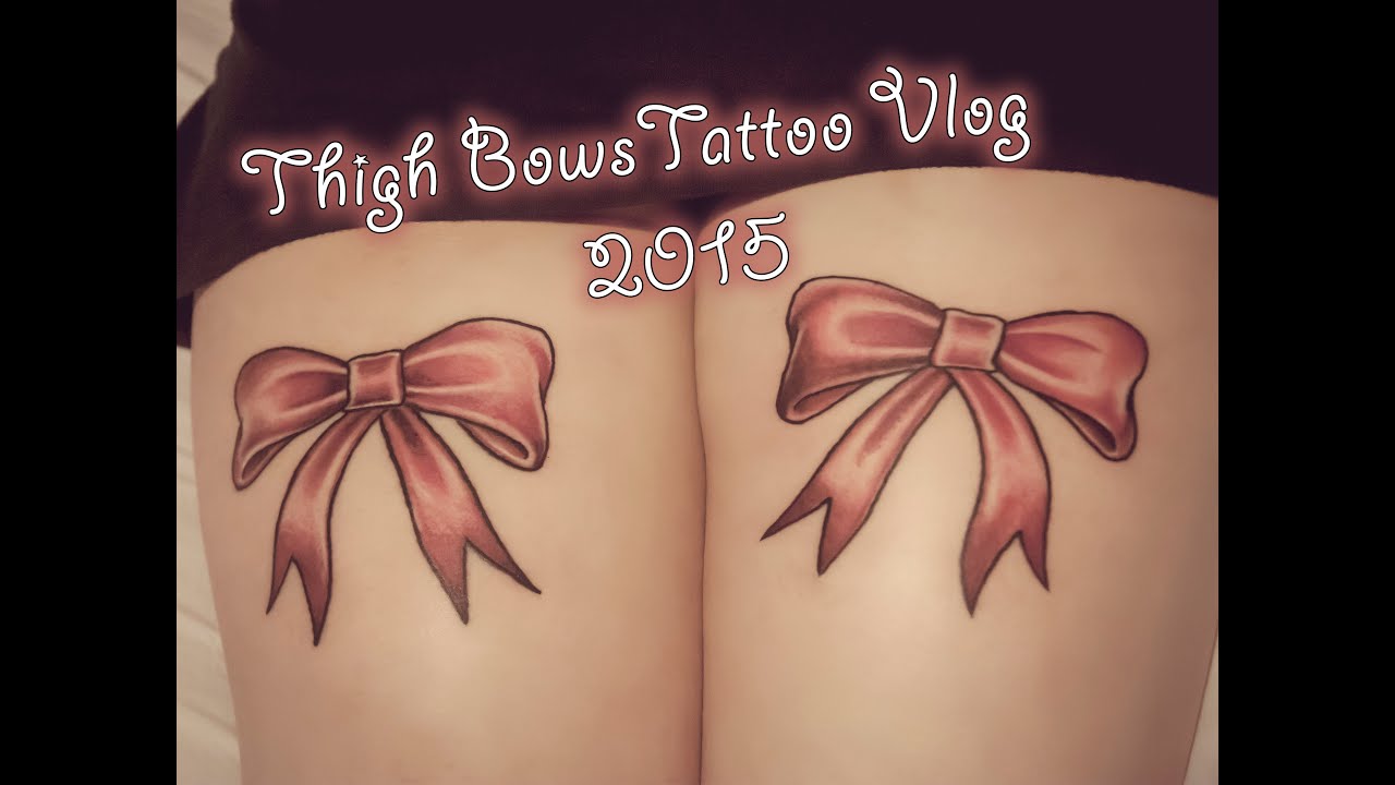bow tattoo on thigh