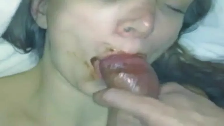 Best of Sucking shit covered cock