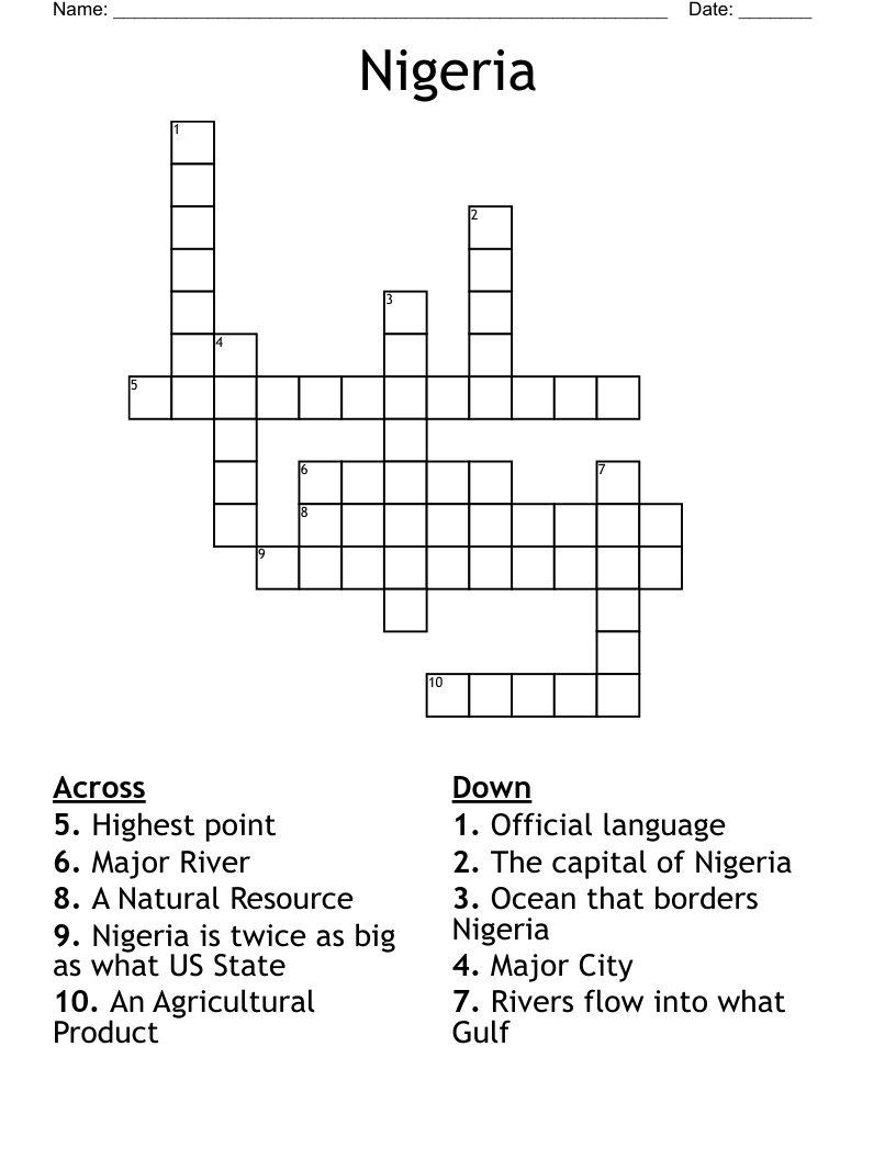 arcel dacir share nigeria neighbor crossword clue photos