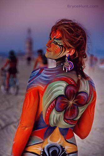 pictures of body painting at the burning man festival