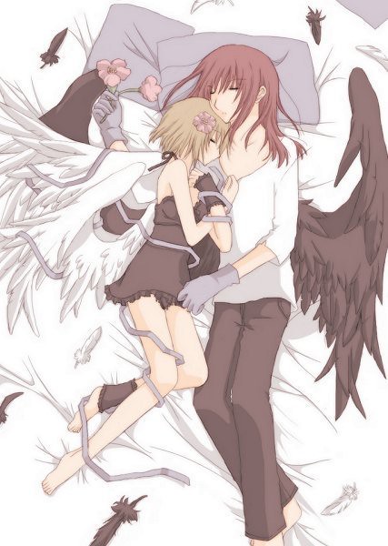 cute anime couple sleeping