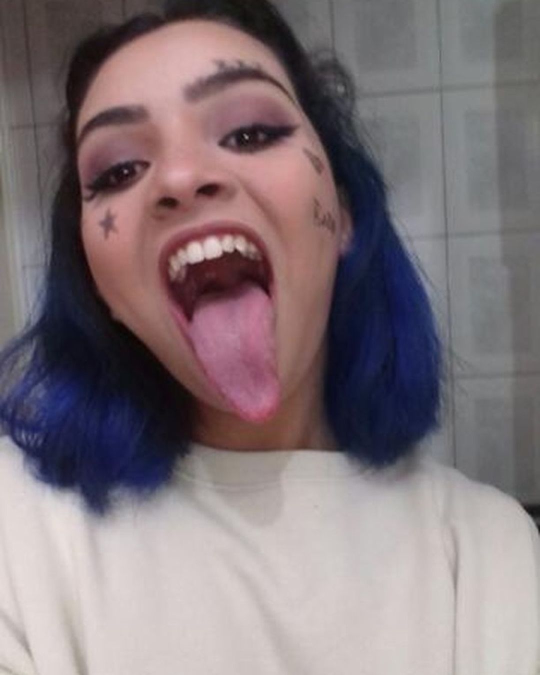 claire louise bradley add blue hair long tongue photo