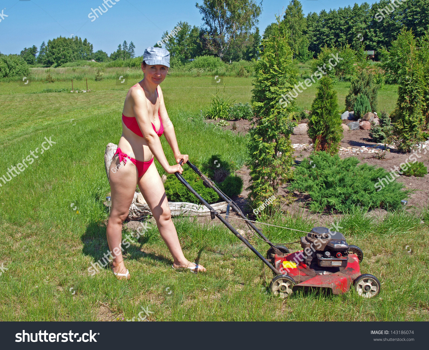mowing the lawn naked