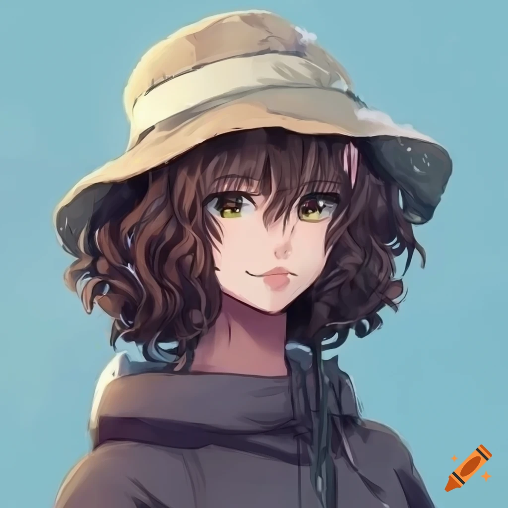 anime girl short curly hair