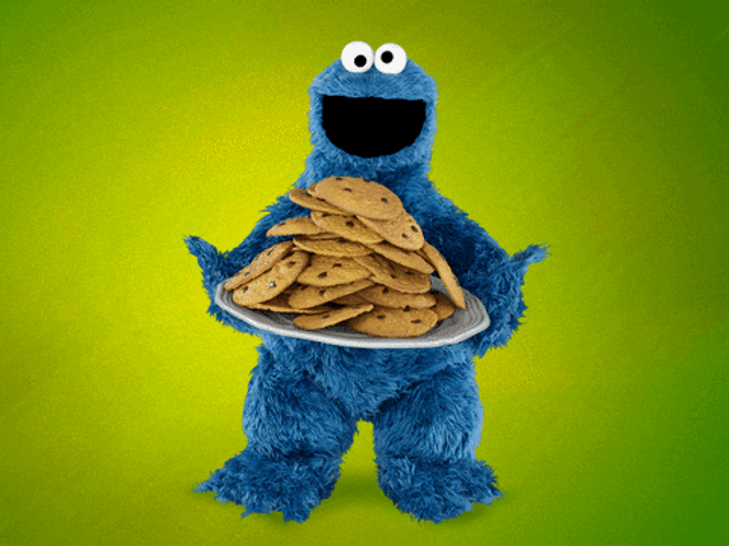Cookie Monster Eating Cookies Gif hairy aunt