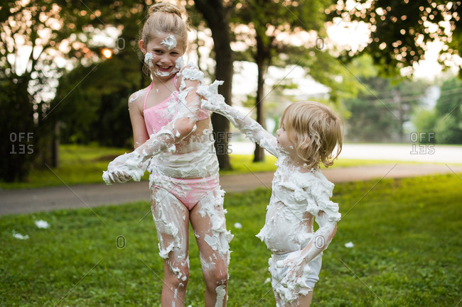 Girls Covered In Shaving Cream spring city