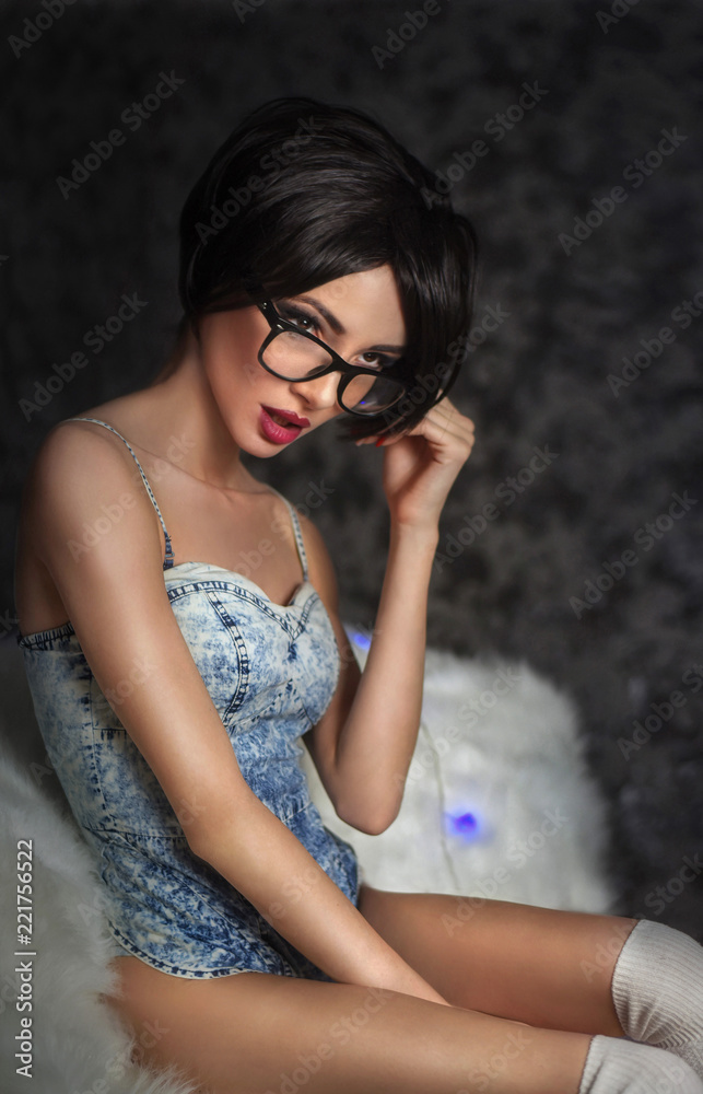 Best of Hot brunette with glasses
