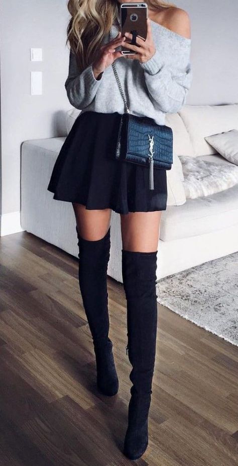 diane havard share mini skirt and thigh high boots photos