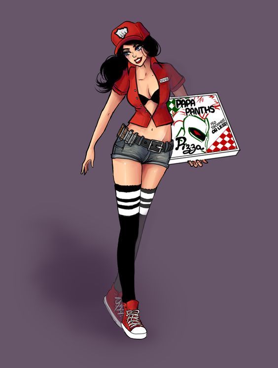 Sexy Pizza Delivery Girl drawing collection